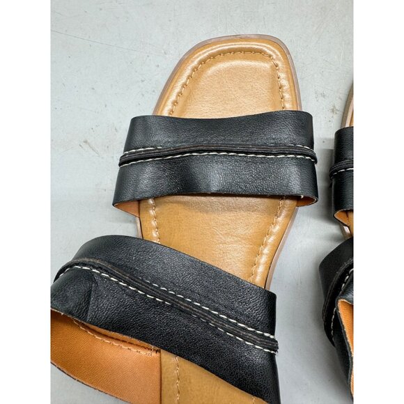 Coach & Four made in Italy Women's Black Leather Sandals Size 9 slip on READ - Picture 5 of 6